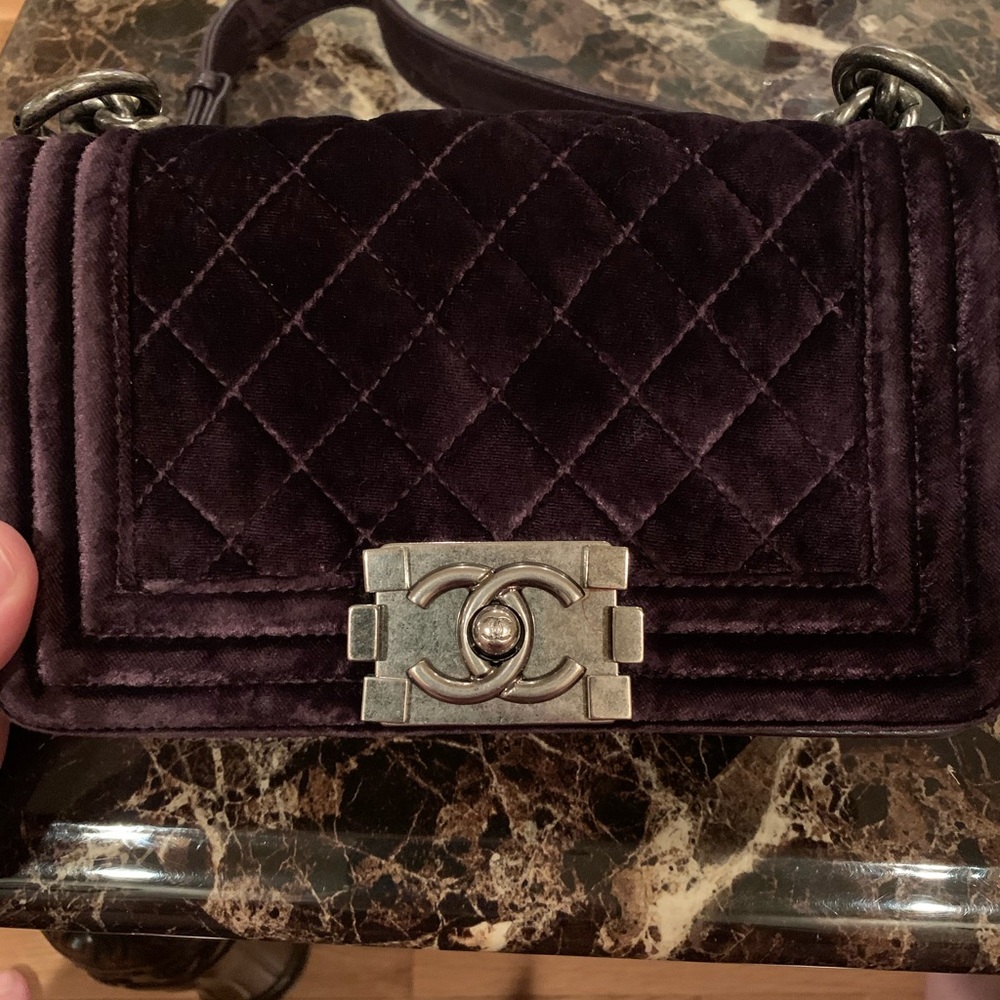 Purple Velvet Chanel Crossbody/Shoulder Purse